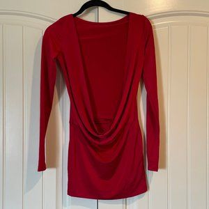 Women's Size Small Red Draped Bare Back L/S Dress